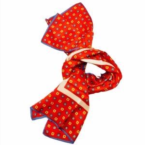 1970s VINTAGE RED SQUARED POLKA DOTS SCARF
